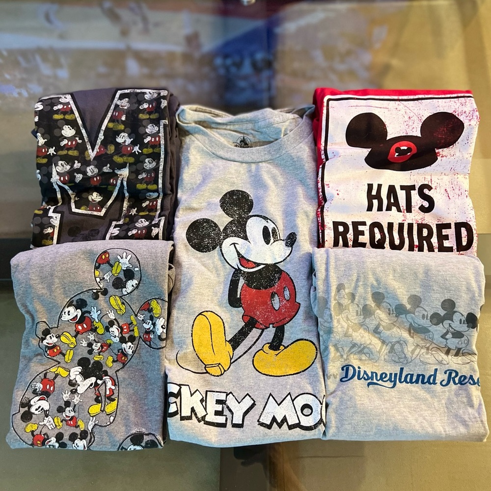 Lot of 5 Mickey Mouse T Shirts Hats Required